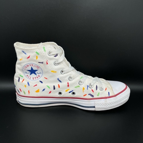 Converse Chuck Taylor All Star High  White Paint Splatter Shoes M7650 Women's 7 - Picture 7 of 10
